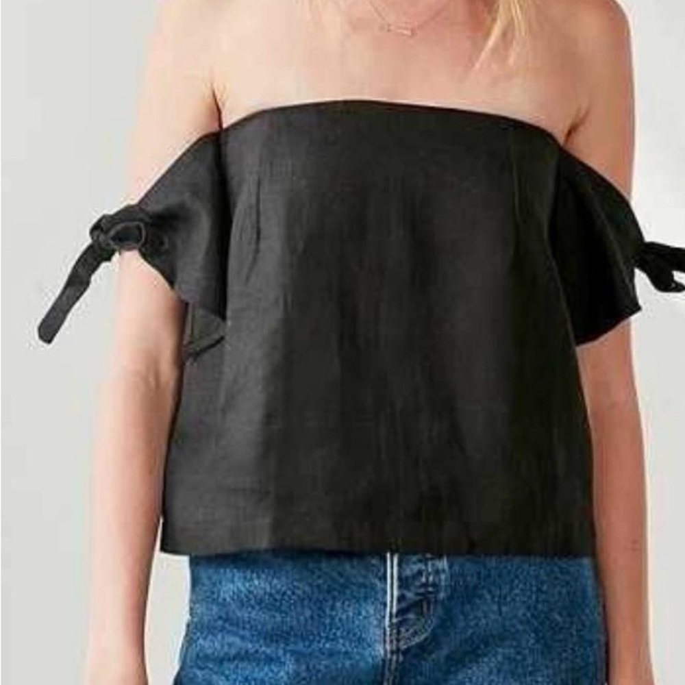 SIR The Label White Linen Off-Shoulder Top